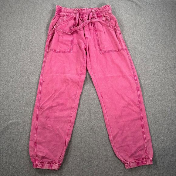 Anthropologie Rhys Utility Joggers Women's Small Pink Linen Blend Drawstring - Picture 1 of 12